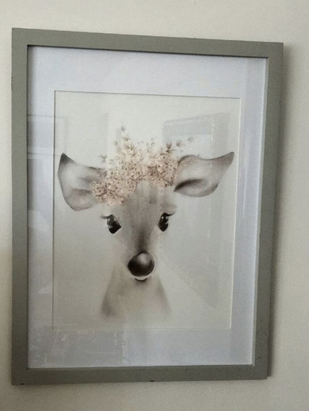 Framed Floral Deer Wall Art - Gray Frame Hobby Lobby
